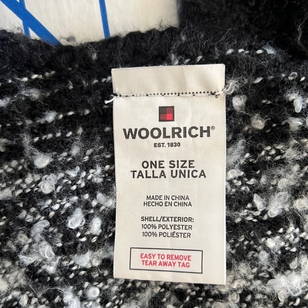WOOLRICH RUANA/CAPE BLACK GREY ONE SIZE LIGHTWEIGHT LAYER MINIMALIST WARM